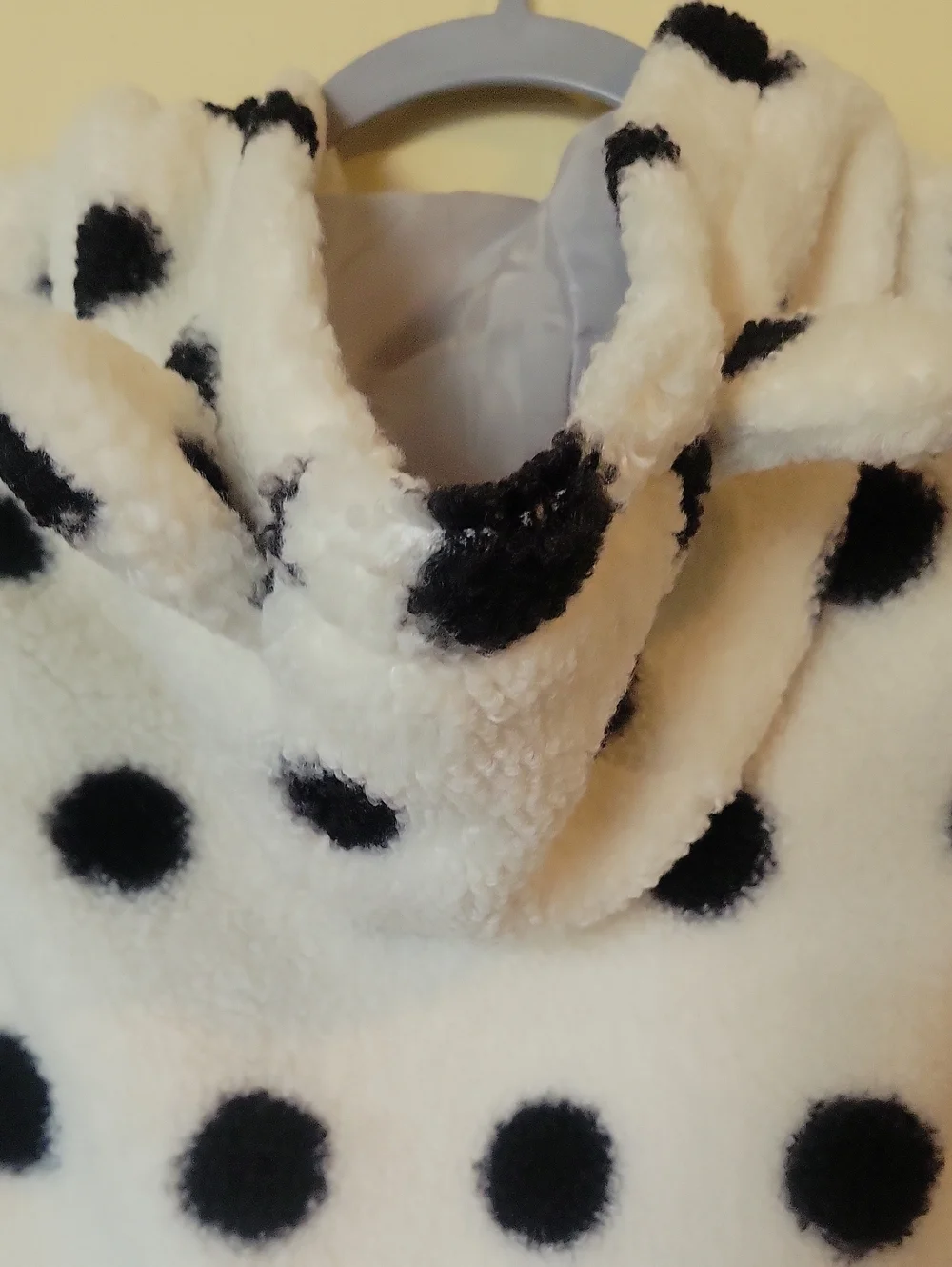 Tucker + Tate White Plush Hooded Jacket with Black Polka Dots